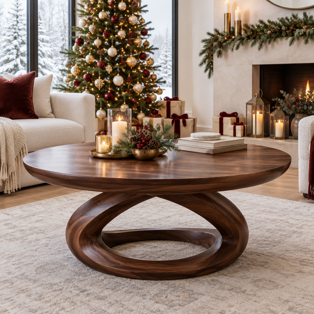Atelier Orbit Round Coffee Table in a Christmas home