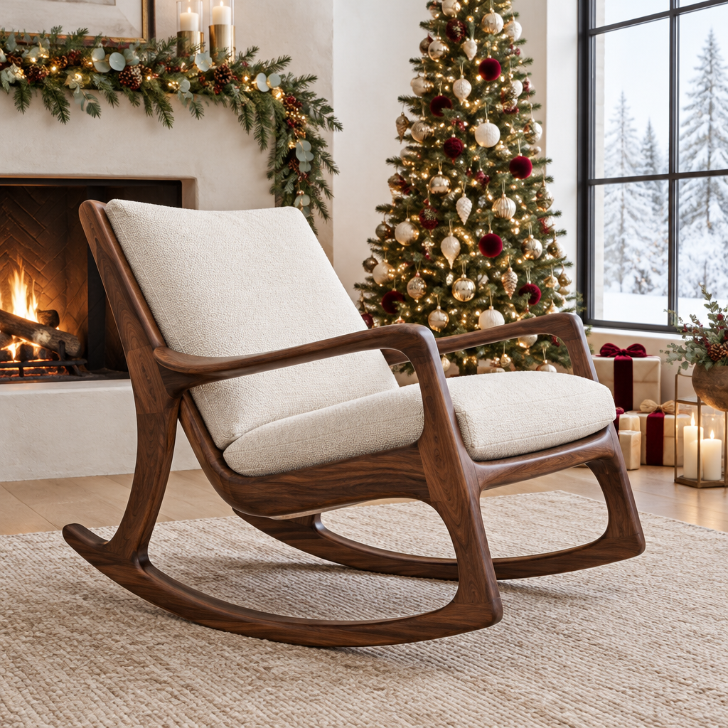 Atelier Sculpted Rocking Chair in a Christmas home
