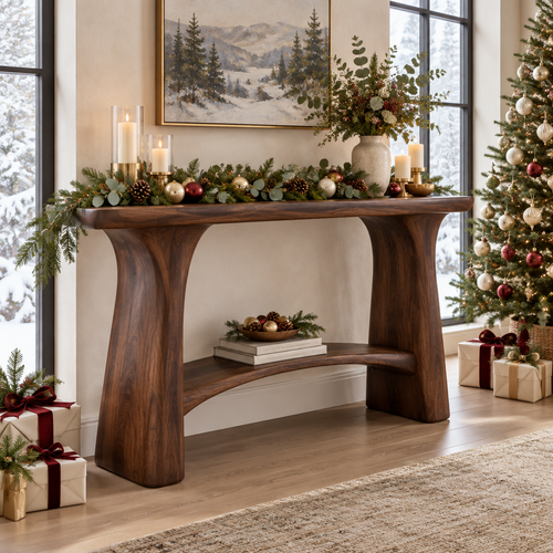 Atelier Arch Console with Shelf in a Christmas home