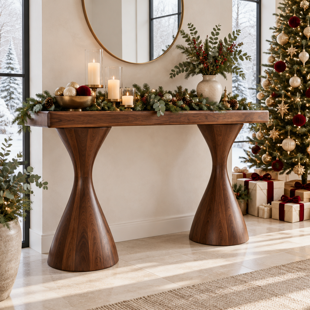 Atelier Hourglass Console in a Christmas home