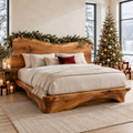 Riverbend Live-Edge Headboard Bed in a Christmas home
