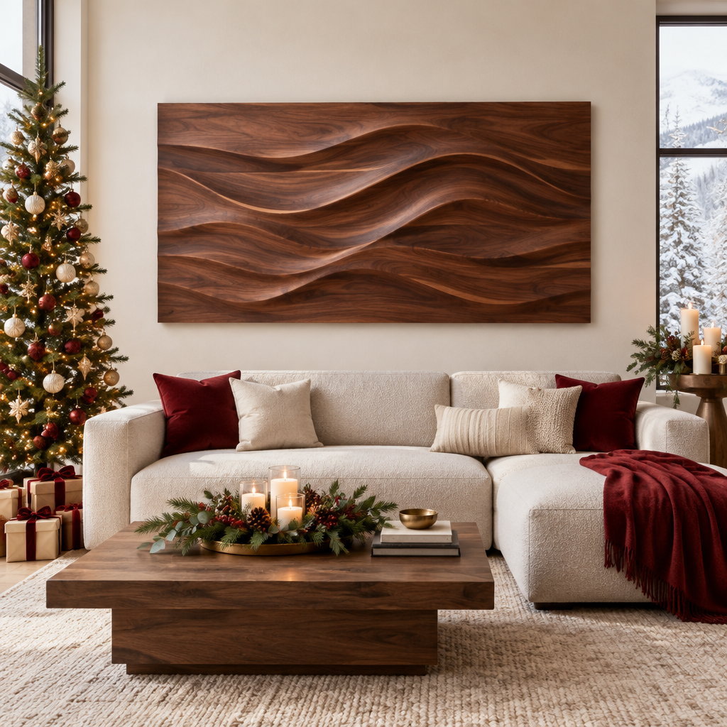 Atelier Dune Wave Wall Panel in a Christmas home