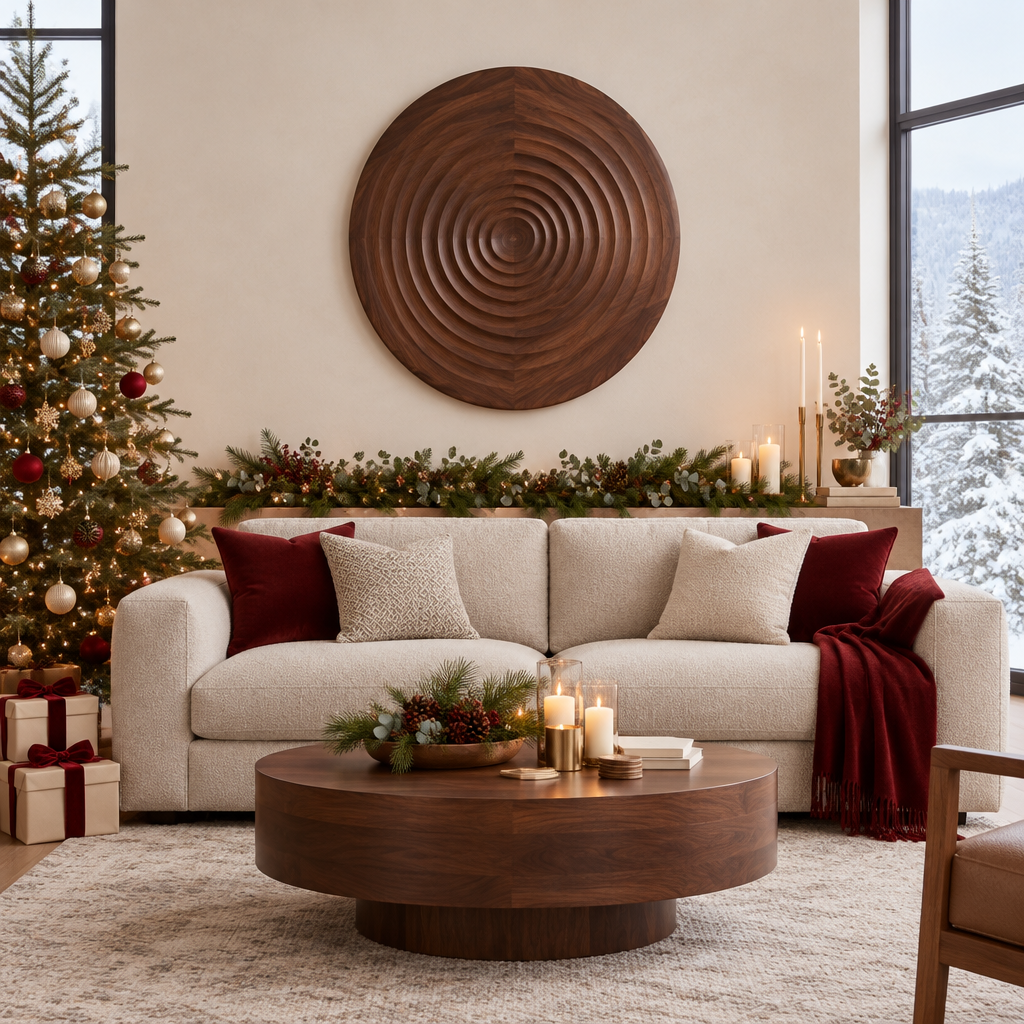 Atelier Ripple Circle Wall Art in a Christmas home