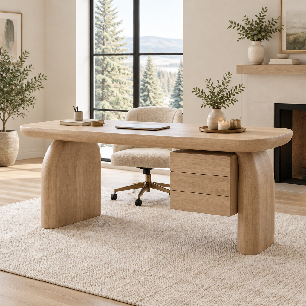 Atelier Arc Executive Desk in Natural Oak finish