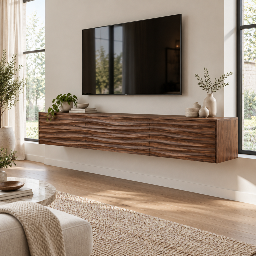 Atelier Floating Wave TV Console side view
