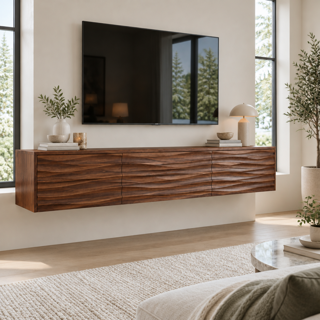 Atelier Floating Wave TV Console in a living space