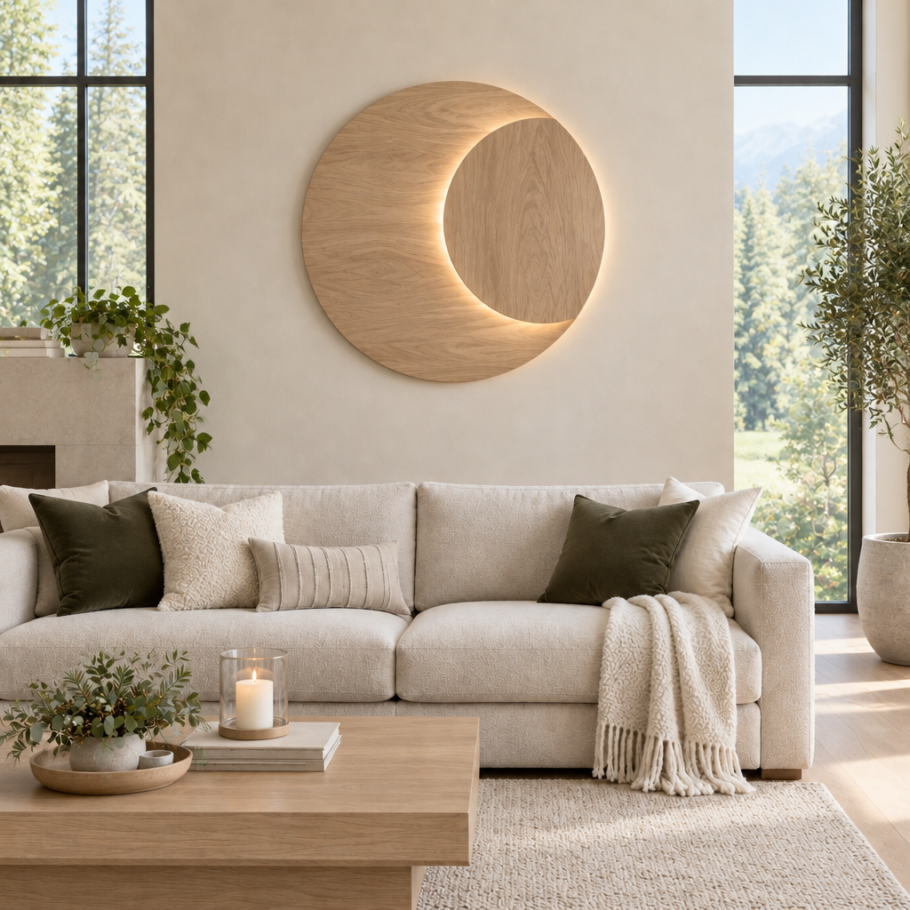 Atelier Eclipse LED Wall Sculpture in Natural Oak finish