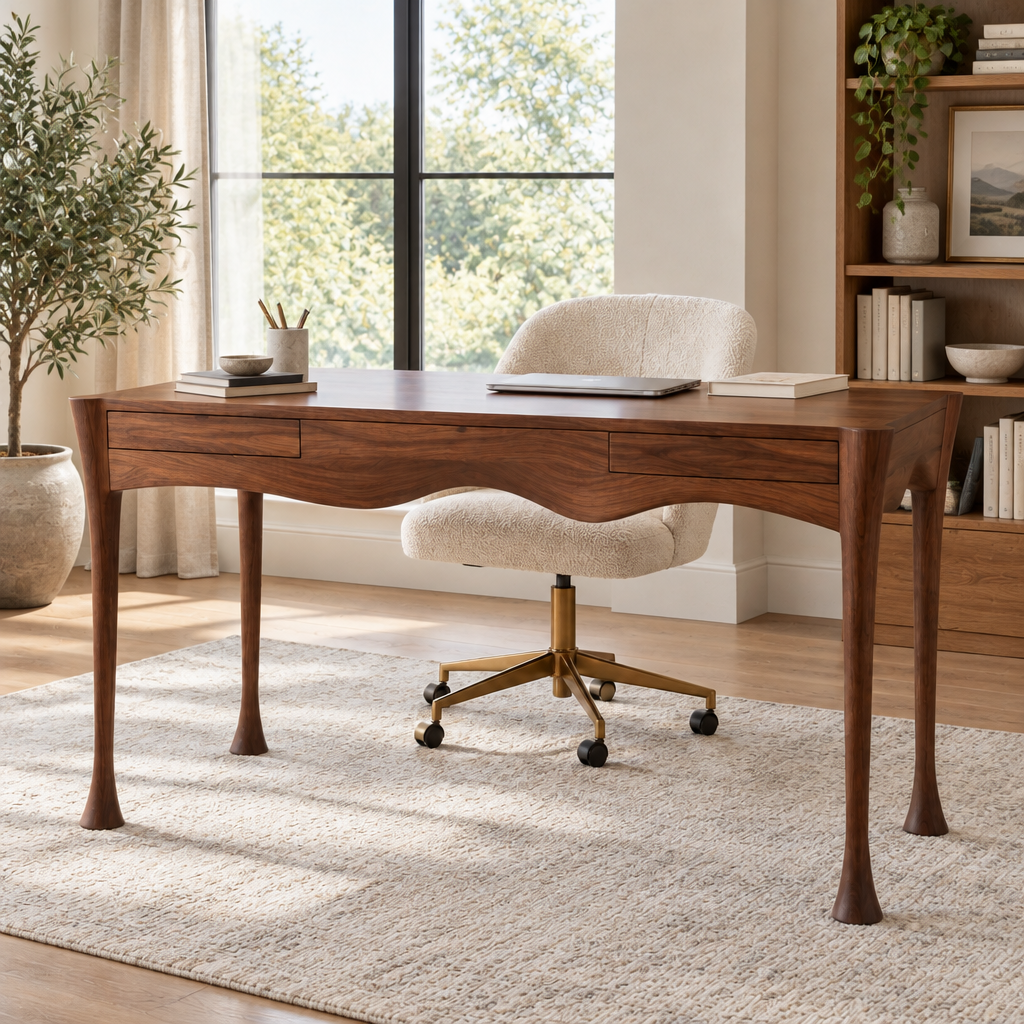 Atelier Wave Apron Desk in a living space
