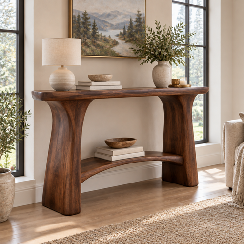 Atelier Arch Console with Shelf in a living space