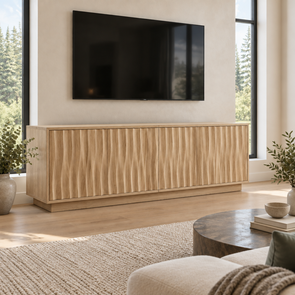 Atelier Ripple Door TV Cabinet in Natural Oak finish
