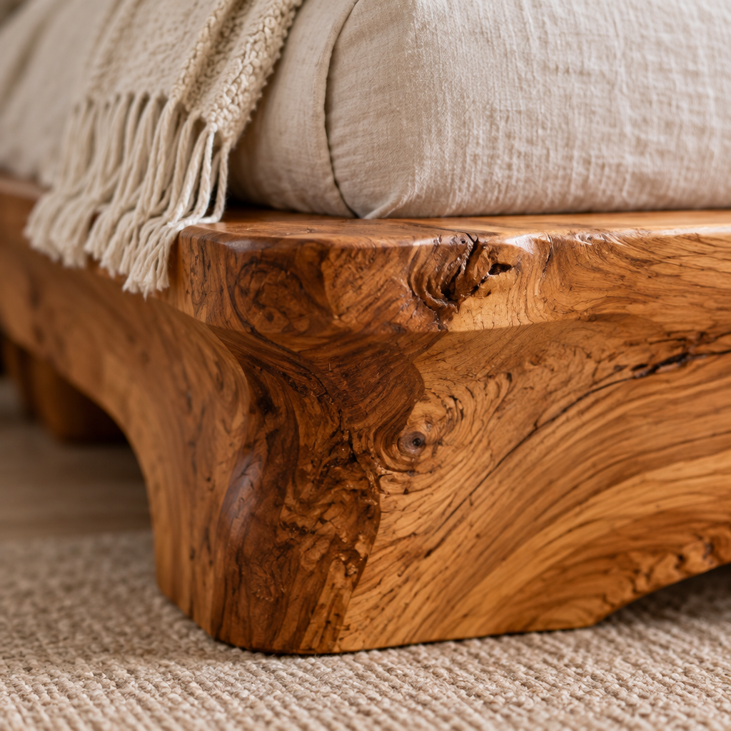 Riverbend Live-Edge Headboard Bed wood grain close-up