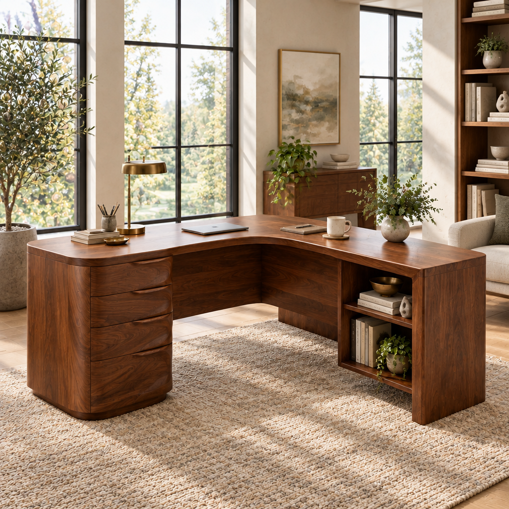 Atelier Executive L-Shaped Desk in a living space