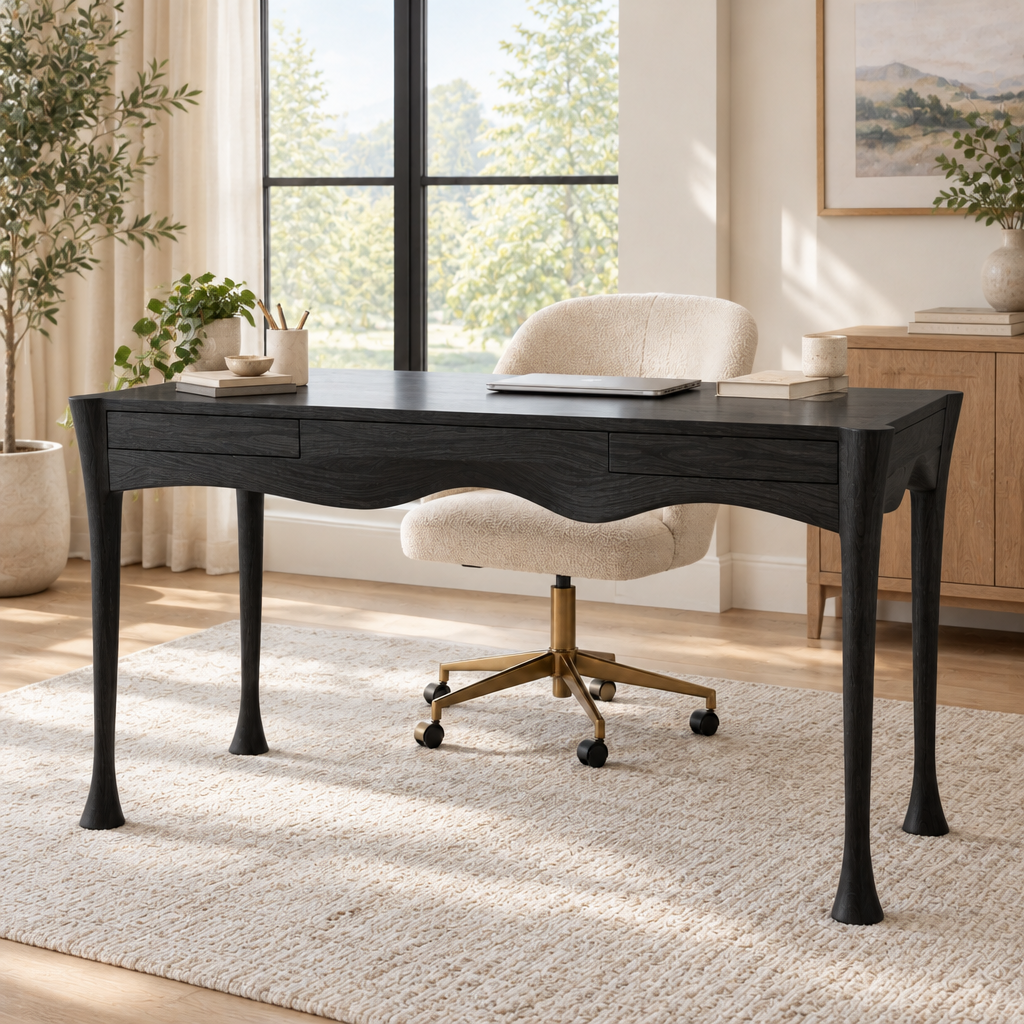 Atelier Wave Apron Desk in Ebonized Black finish