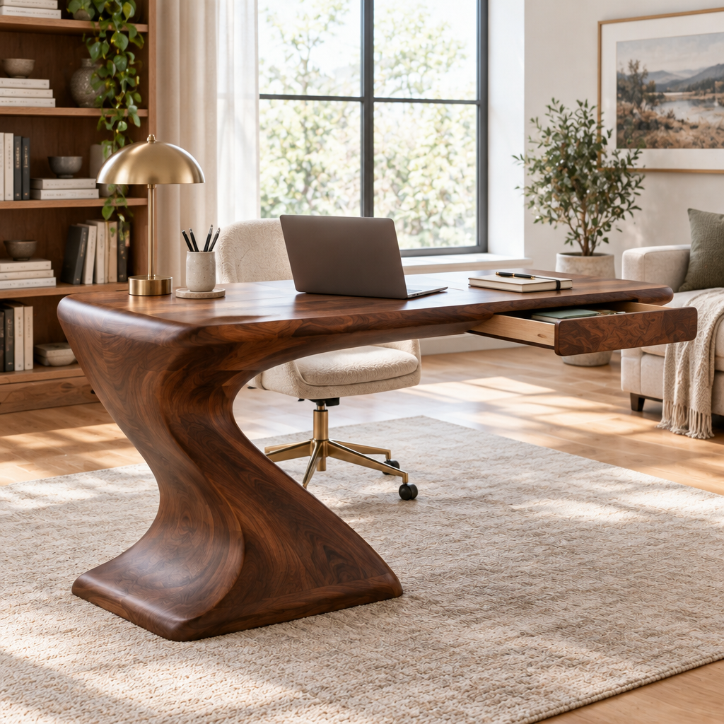 Atelier Cantilever Sculpted Desk in use