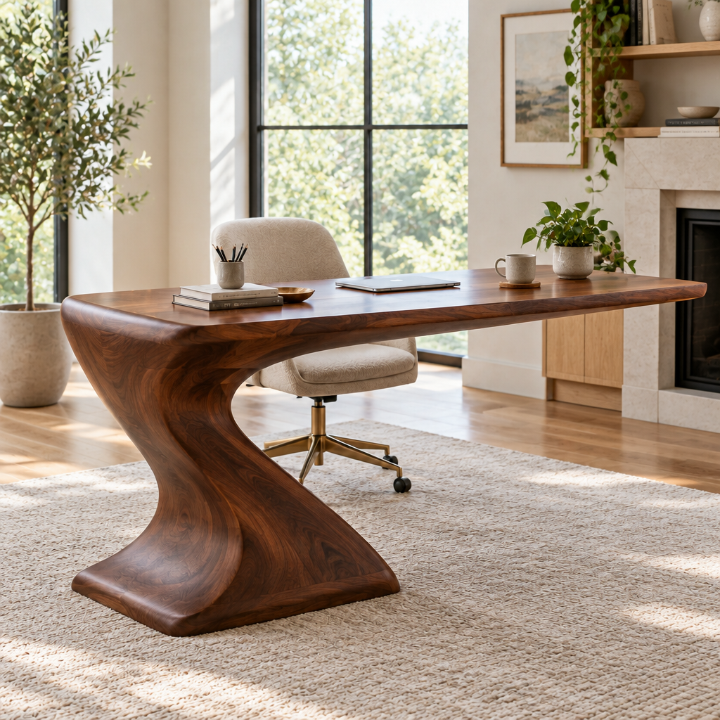 Atelier Cantilever Sculpted Desk in a living space