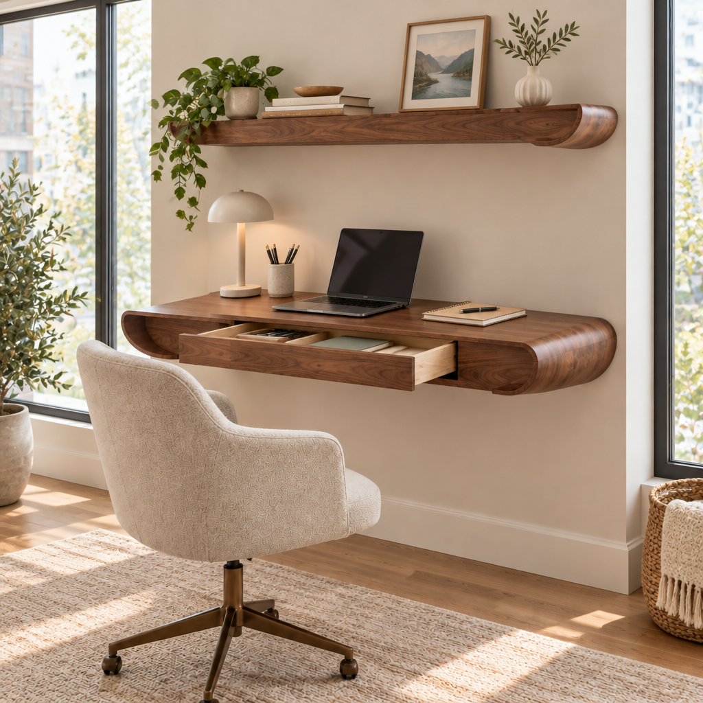 Atelier Floating Wall Desk in use