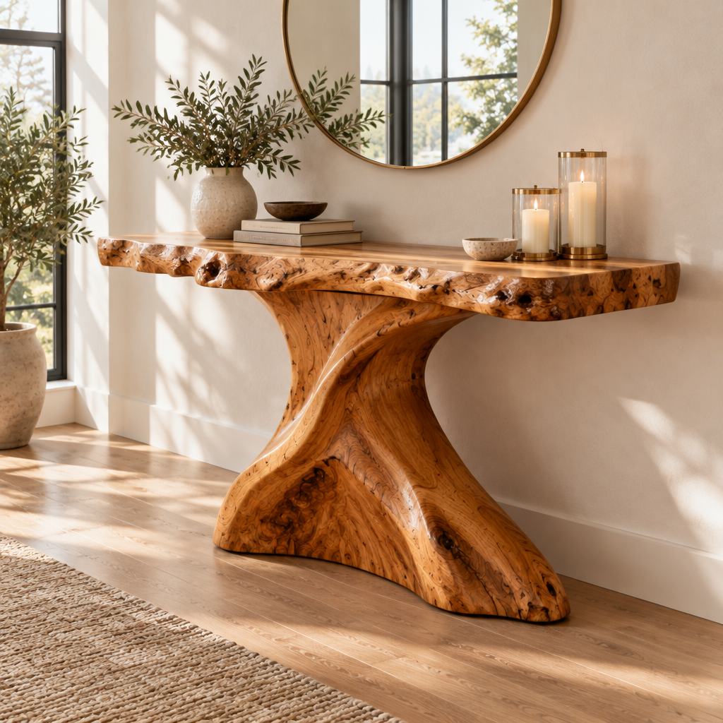 Riverbend Live-Edge Sculpted Console side view