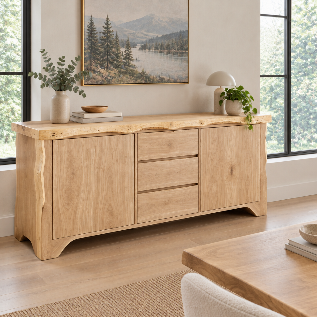 Riverbend Live-Edge Sideboard in Light Natural finish