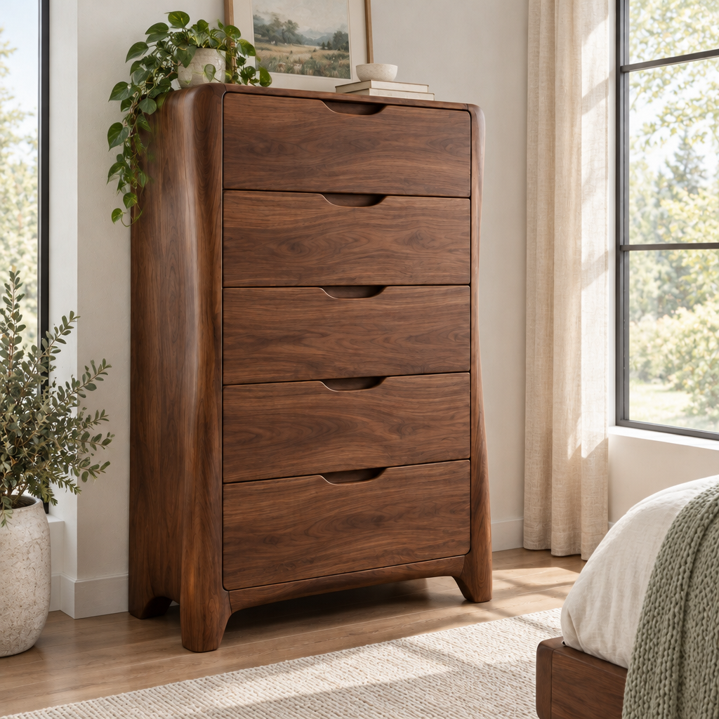 Atelier Sculpted Tall Chest in a living space
