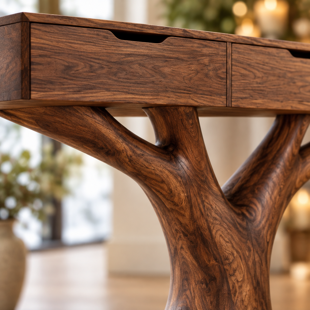 Atelier Tree-Base Drawer Console wood grain close-up