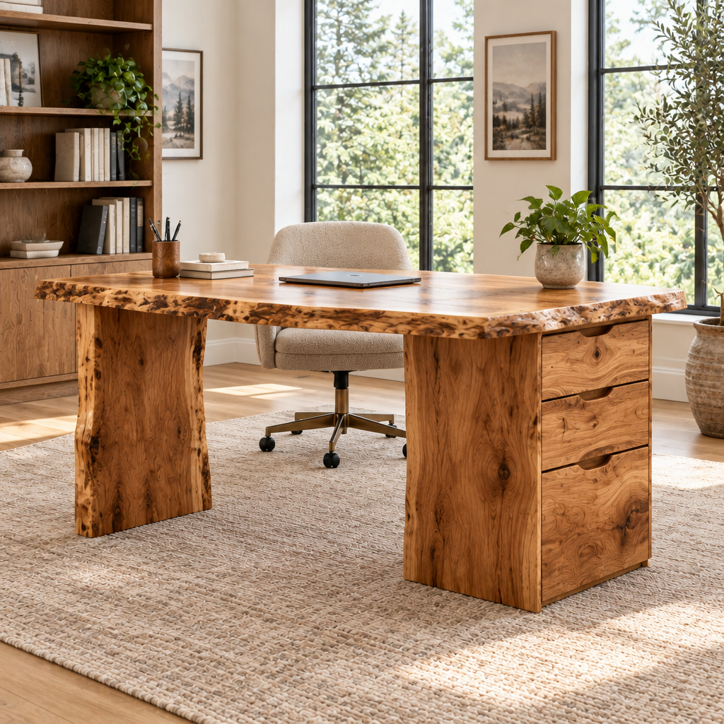 Riverbend Live-Edge Executive Desk side view
