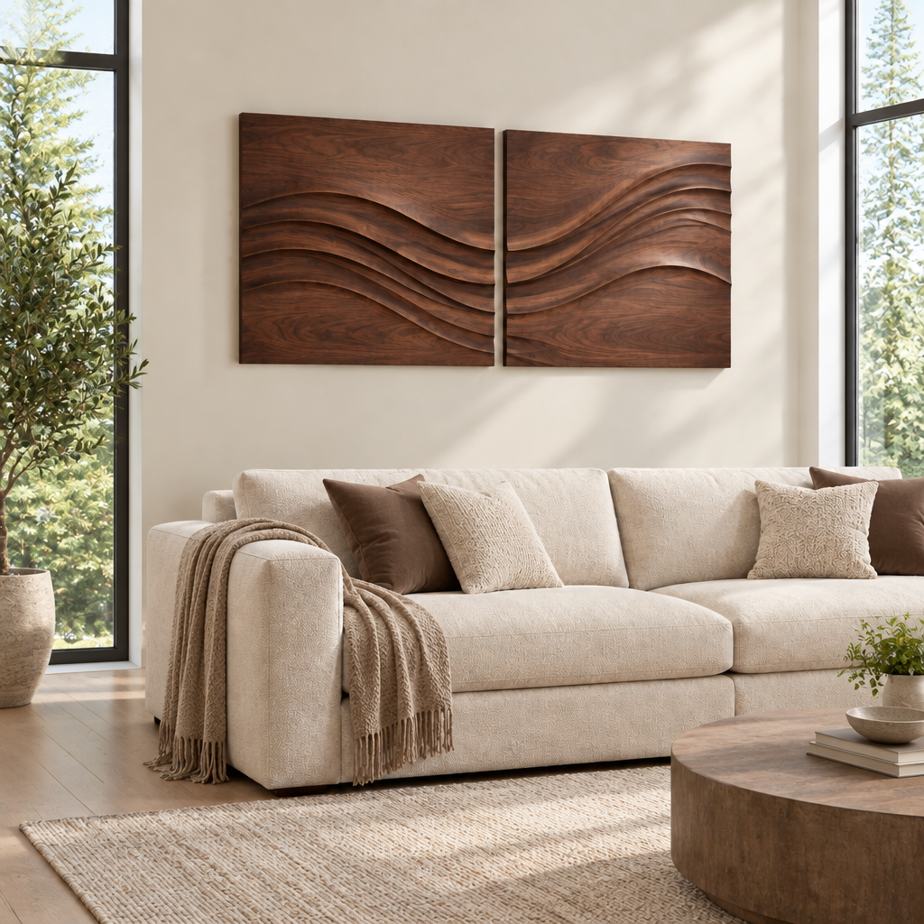 Atelier Tide Diptych Wall Panels in a living space