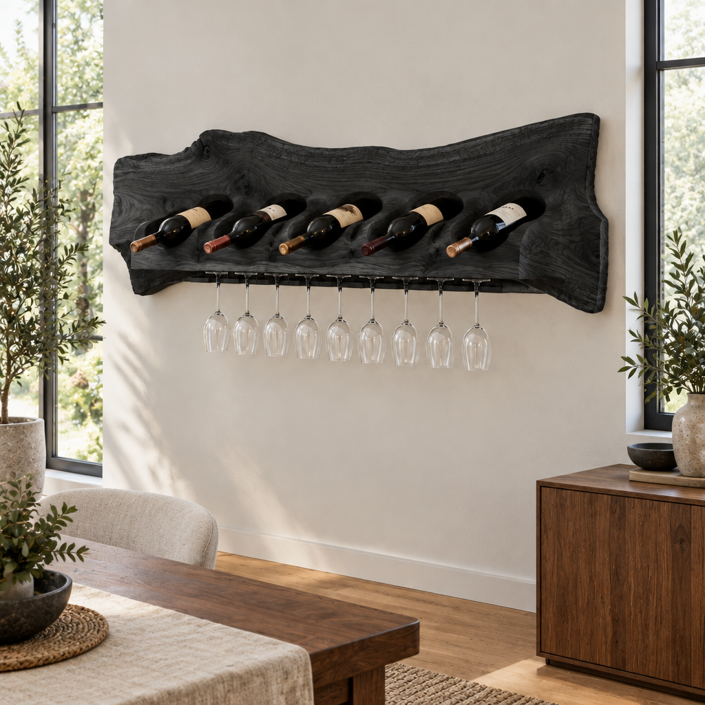 Atelier Organic Wine Wall with Light in Ebonized Black finish