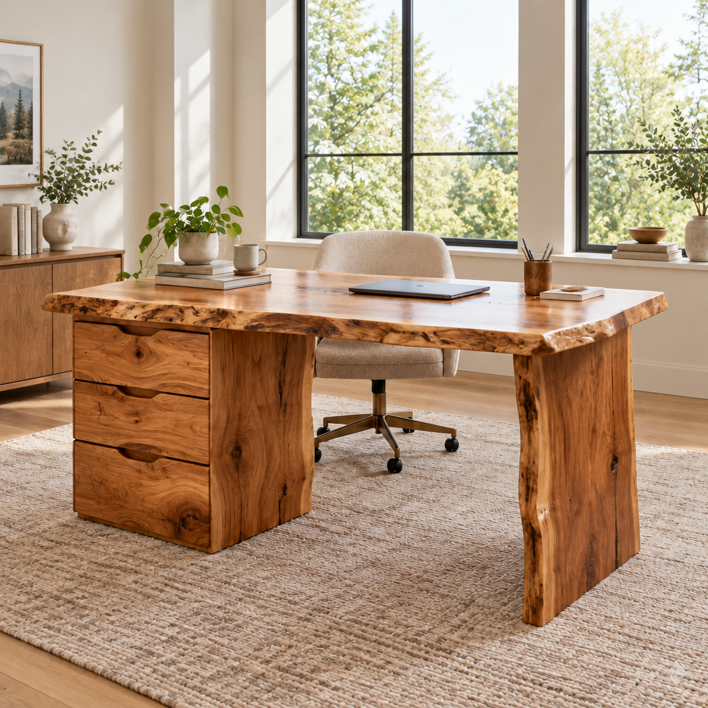 Riverbend Live-Edge Executive Desk in a living space