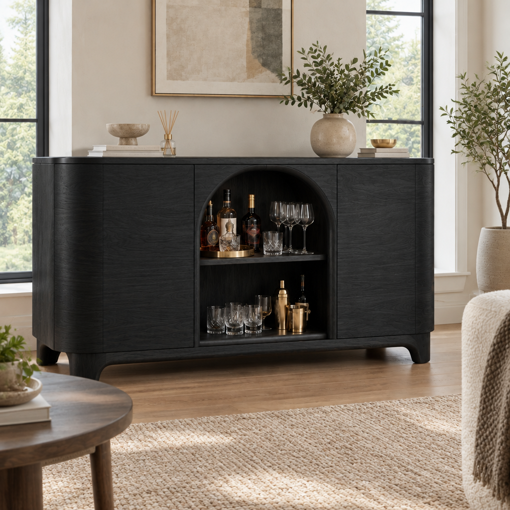 Atelier Arched Bar Sideboard in Ebonized Black finish