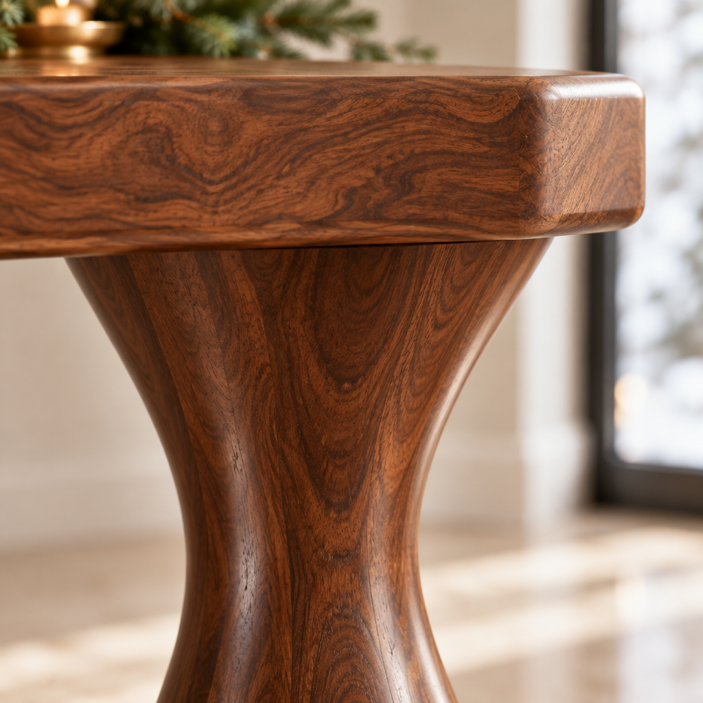 Atelier Hourglass Console wood grain close-up
