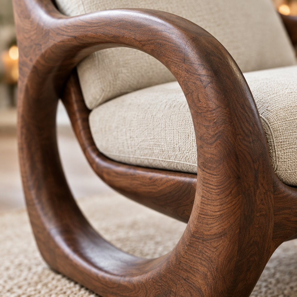 Atelier Hoop Lounge Chair wood grain close-up