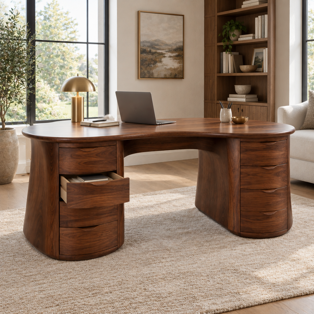 Atelier Curved Partner Desk in use