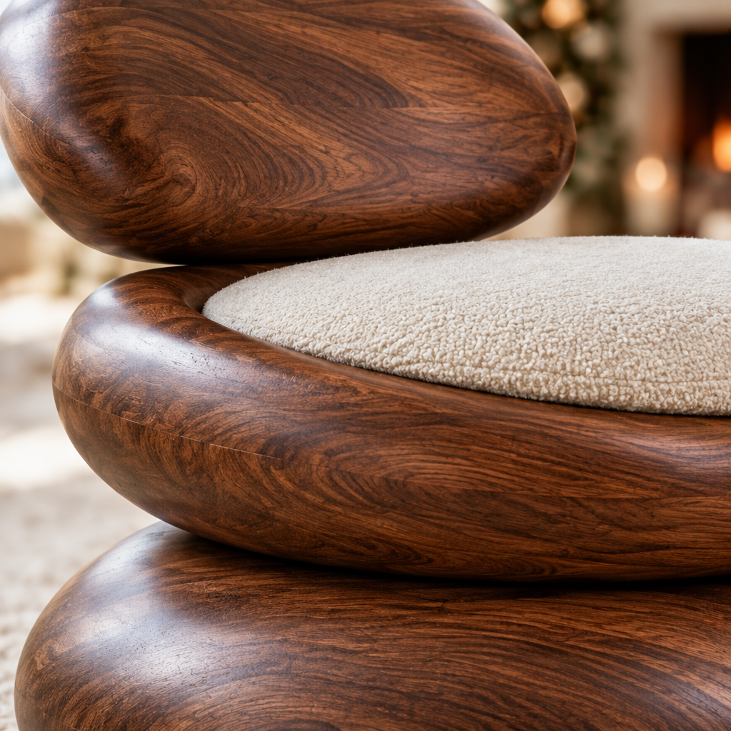 Atelier Pebble Accent Chair wood grain close-up