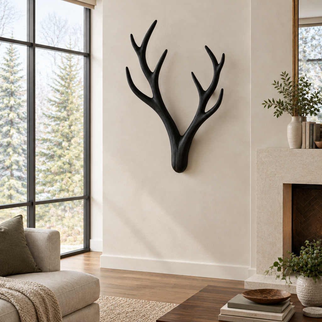 Atelier Antler Branch Wall Sconce in Ebonized Black finish