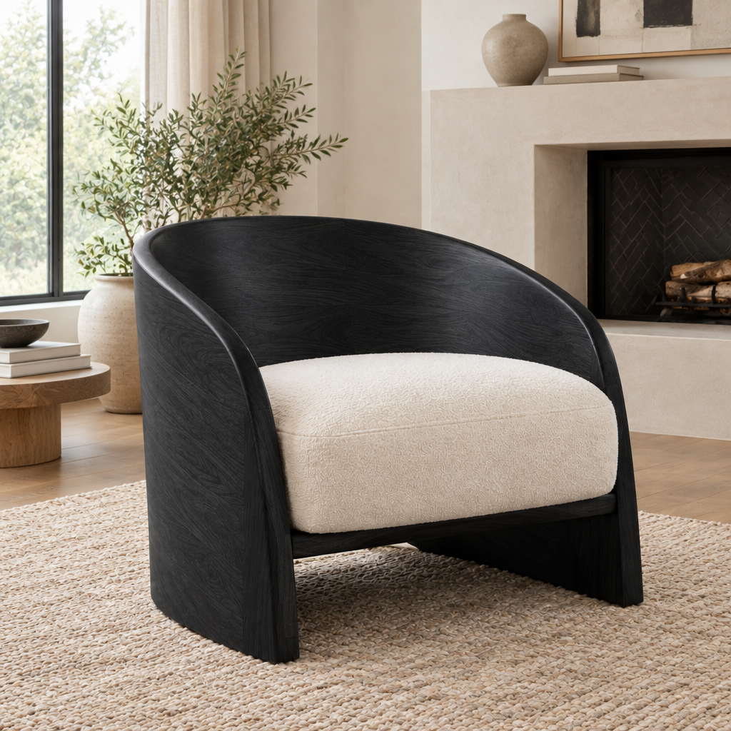 Atelier Low Barrel Lounge Chair in Ebonized Black finish