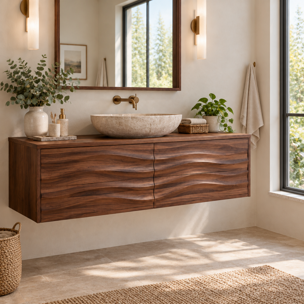Atelier Wave Drawer Floating Vanity in a living space