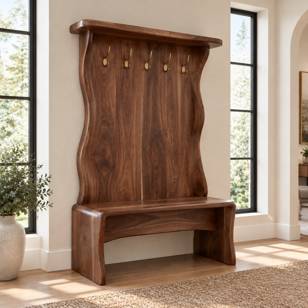 Atelier Wave Hall Tree with Bench in a living space