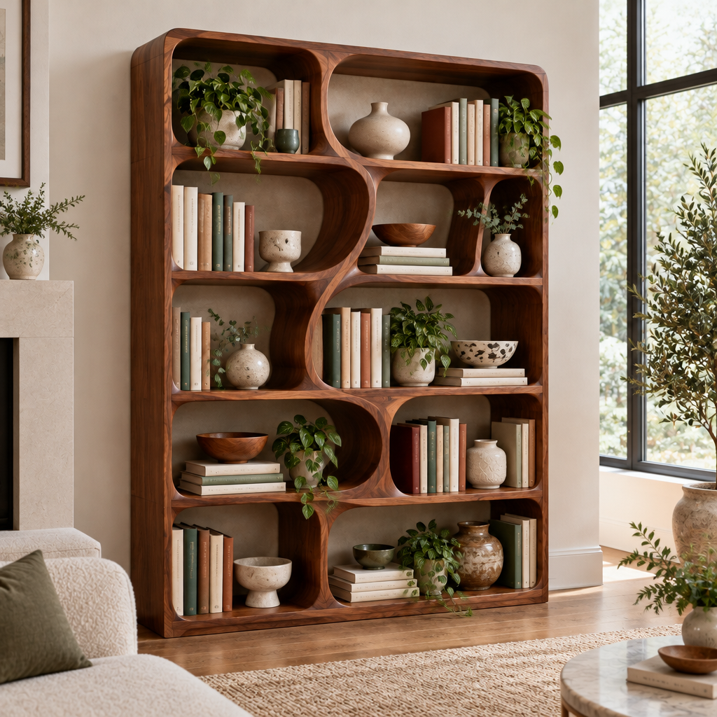Atelier Symmetric Curve Bookshelf in use