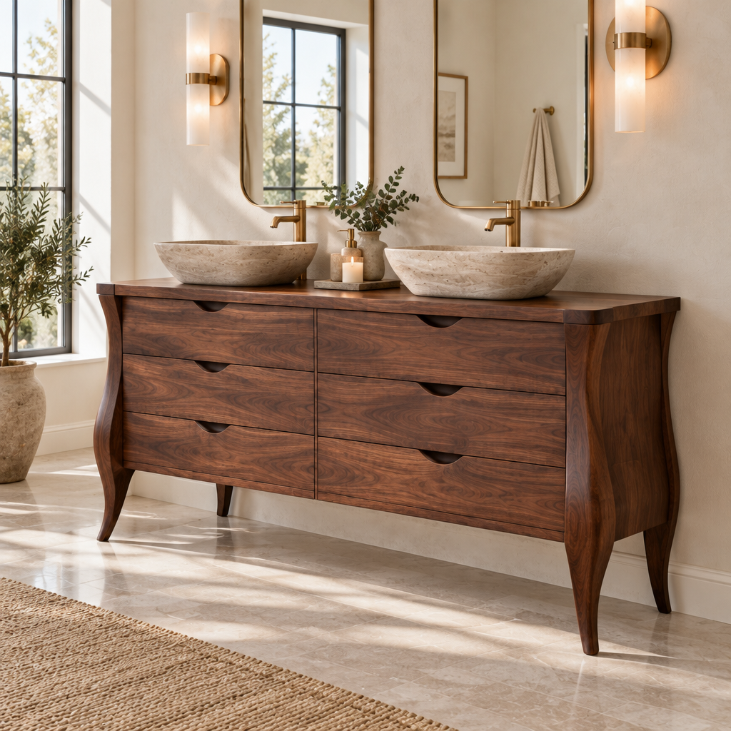 Atelier Double-Basin Sculpted Vanity side view