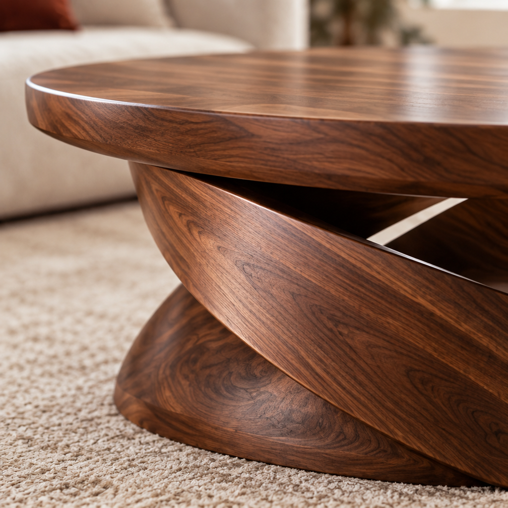 Atelier Twisted Ribbon Coffee Table wood grain close-up