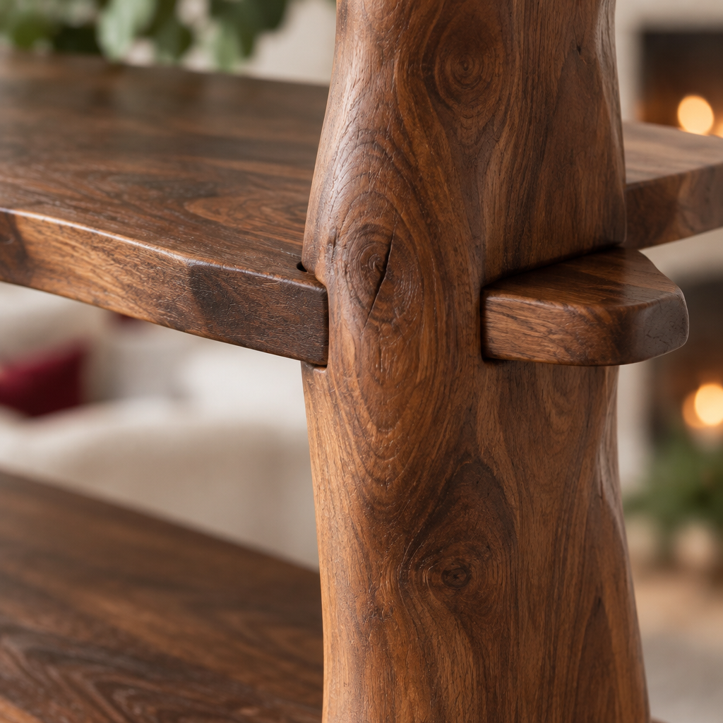 Atelier Wave Room-Divider Bookshelf wood grain close-up