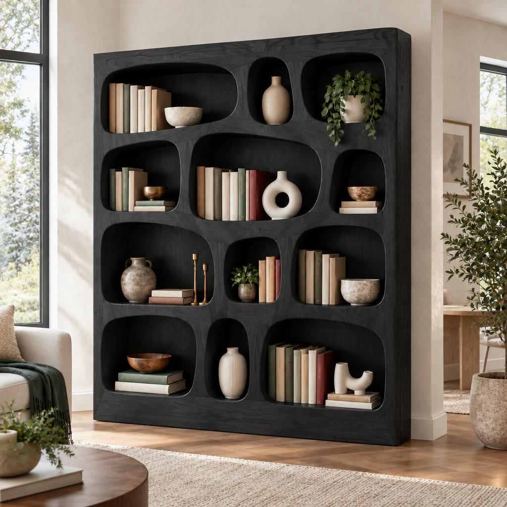 Atelier Organic Cell Bookshelf in Ebonized Black finish
