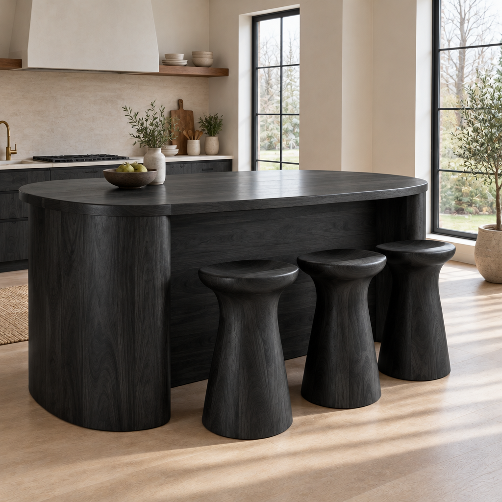 Atelier Sculpted Kitchen Island Counter in Ebonized Black finish