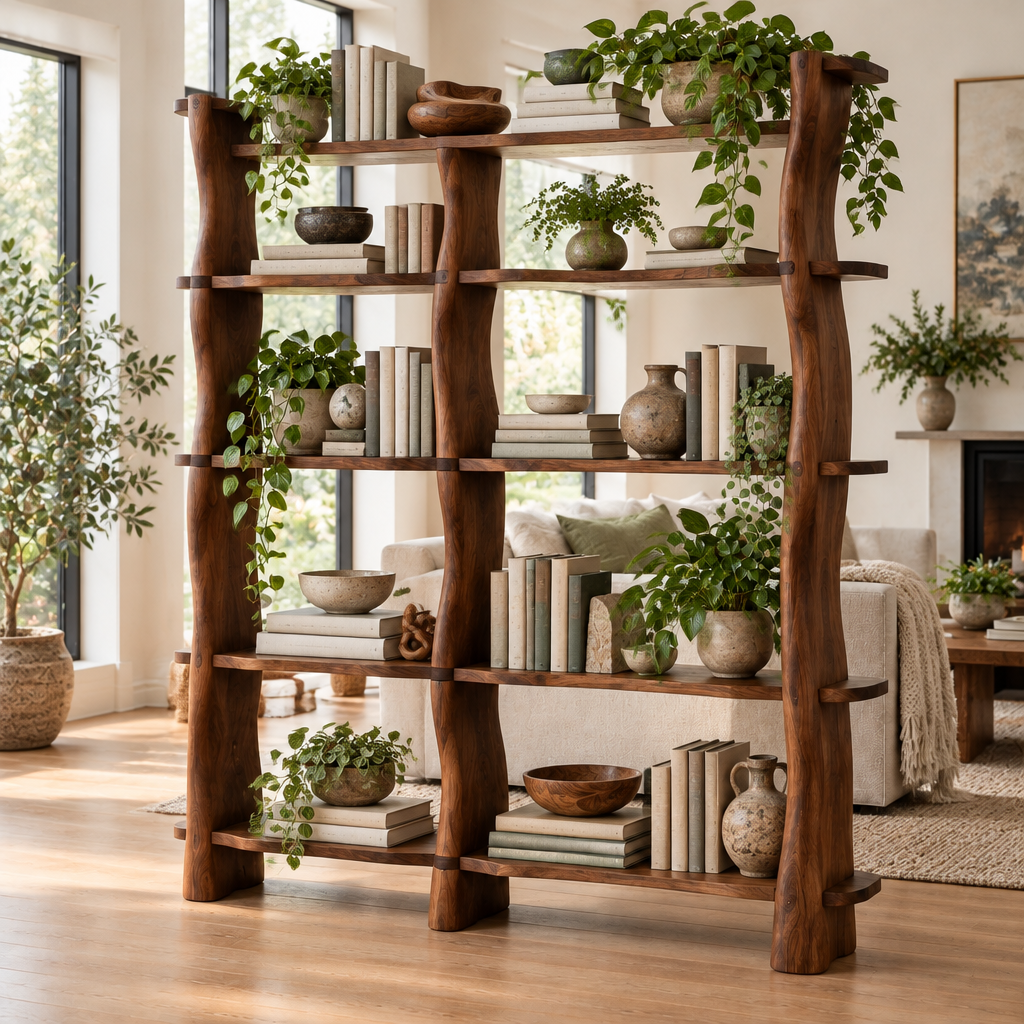 Atelier Wave Room-Divider Bookshelf in use