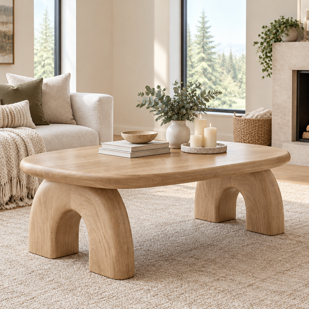 Atelier Stone-Arch Coffee Table in Natural Oak finish