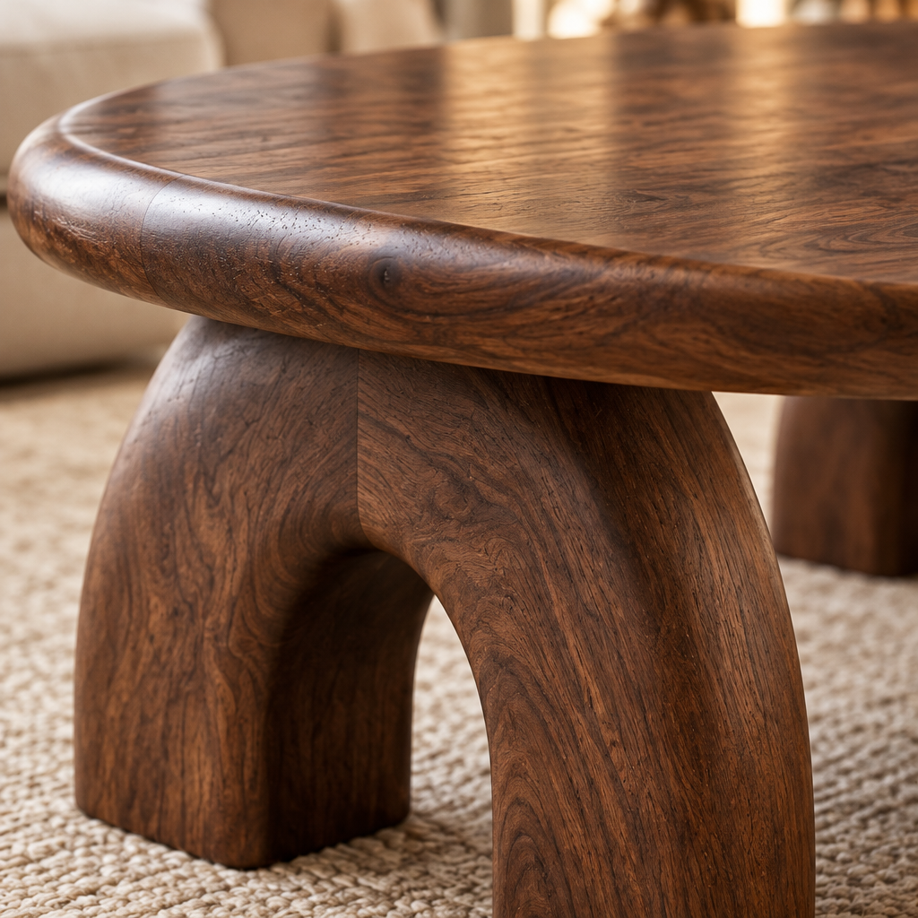 Atelier Stone-Arch Coffee Table wood grain close-up