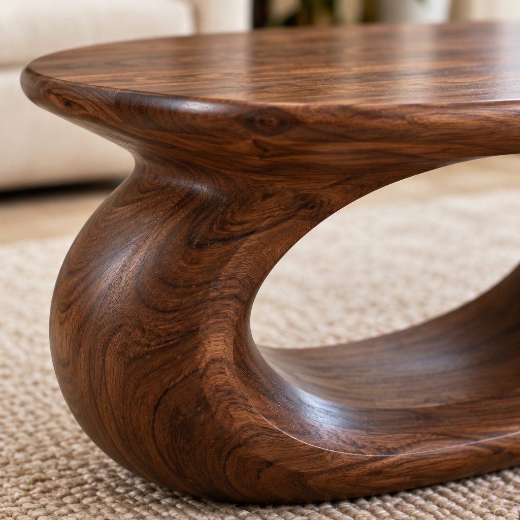 Atelier Double-Loop Coffee Table wood grain close-up