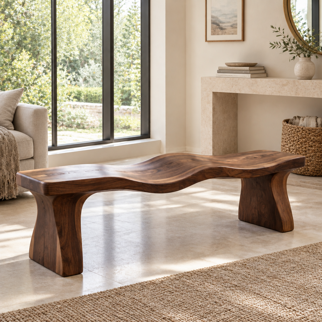 Atelier Wave Entry Bench in a living space