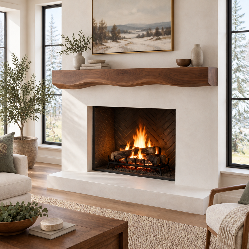 Atelier Sculpted Fireplace Mantel in a living space