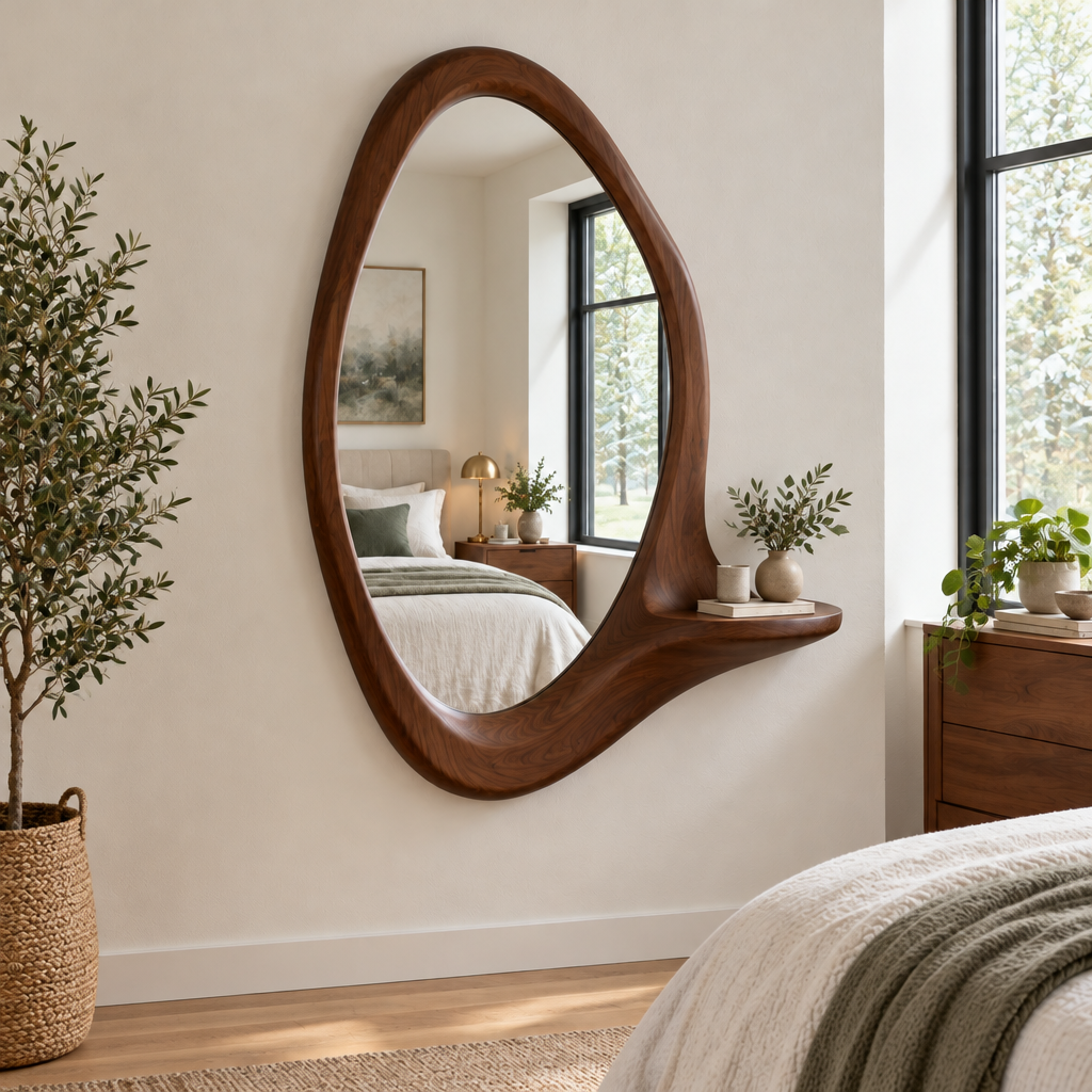 Atelier Sculpted Wave Wall Mirror in a living space